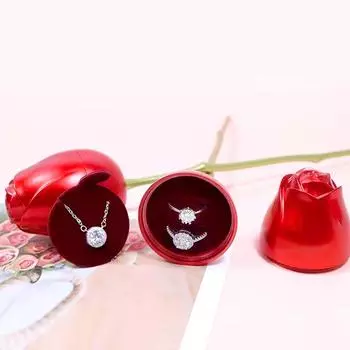 1 шт. Красная роза креативная имитация новая пластиковая/металлическая романтическая подарочная коробка ожерелья чехол для предъявителя