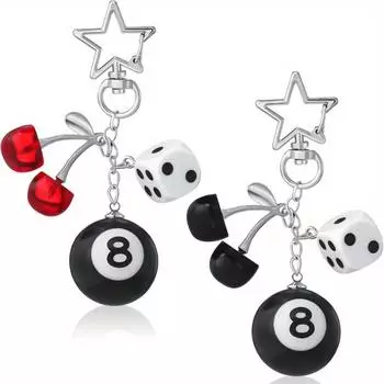 1 шт. Красная вишня, бильярдные кости, черный брелок с 8 кубиками, черная вишня, черный брелок с 8 кубиками