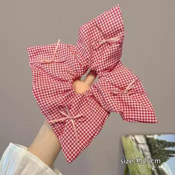 1 шт. Красно-розовые большие клетчатые резинки для волос Квадратные резинки для волос Высокоэластичные ленты-банты Украшения для головы Аксессуары для волос
