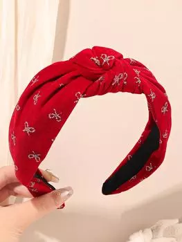 1 шт. Красные бархатные повязки на голову с бантом и узлом для женщин, широкие тюрбаны для йоги и упражнений, ребристые повязки для волос, аксессуары для тонких волос