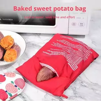 1 шт. Красные пакеты для запекания в микроволновой печи, картофель, кукуруза, сладкий картофель, инструменты для нагрева, многоразовые пакеты для приготовления картофеля в микроволновой печи красный