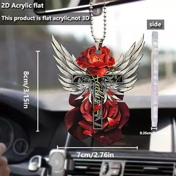 1 шт. Красный цветок крест крылья подвеска для салона автомобиля: Идеальный подарок для украшения дома на праздники!