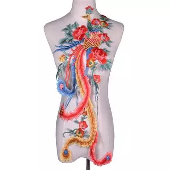 1 шт. красочная аппликация в виде птицы Феникс, вышитая нашивка, аппликация, сделай сам, кружевная ткань, аксессуар для одежды 72*38 см