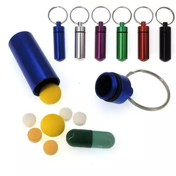 1 шт. красочная детская алюминиевая коробка для таблеток, чехол для лекарств, контейнер, держатель для бутылок, брелок для ключей, открытый чехол для таблеток, портативный ящик для таблеток чёрный