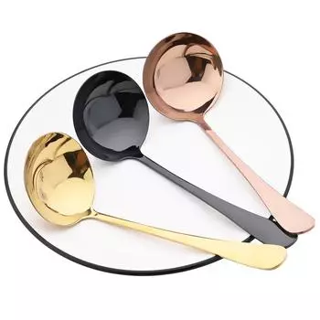 1 шт., красочная ложка для супа, креативное зеркало, ложка для супа из нержавеющей стали, длинная ручка, утолщенная ложка, кухонные принадлежности для бара, инструменты для приготовления пищи серебряный