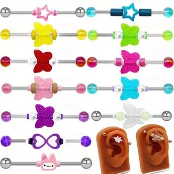 1 шт., красочные бабочки, ушные кости, ногти, пять звезд, мостик для ушей, длинный стержень для пирсинга, украшения для ногтей