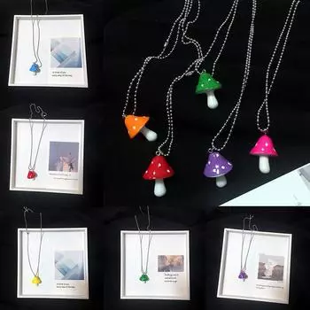 1 шт. красочные грибы личность ювелирные изделия подарок кулон украшение свитер цепь модное женское ожерелье женские аксессуары