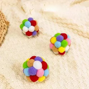 1 шт. красочные игрушки-мячи для кошек, пищащий колокольчик, самостоятельные развлечения, принадлежности для собак и кошек, обучающий комплект, интерактивные жевательные плюшевые игрушки 5cm