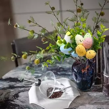 1 шт. красочные искусственные растения пластиковые ветки цветочная композиция пенопластовые яйца пасхальные яйца домашний декор