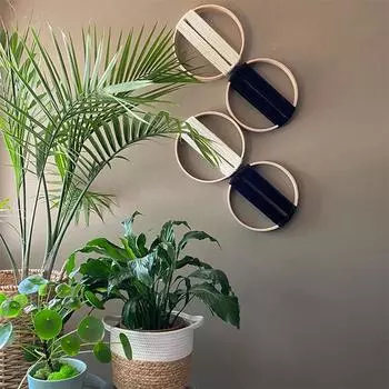 1 шт. Красочные линии настенные украшения ручной работы бамбуковый круг круглый гобелен домашний декор 25 см жёлтый