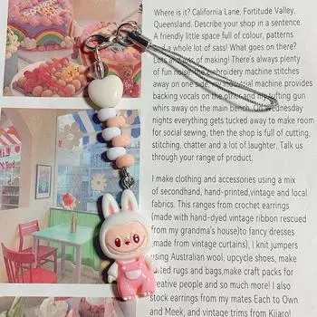 1 шт., красочный комбинезон Labubu, цепочка для телефона, милый брелок для ключей от машины, кукла, монстры, кролик, аниме, аксессуары, сумки, кулон