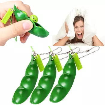 1 шт., креативная экструзионная игрушка-брелок для снятия стресса, гороха, сои, эдамаме, милый брелок