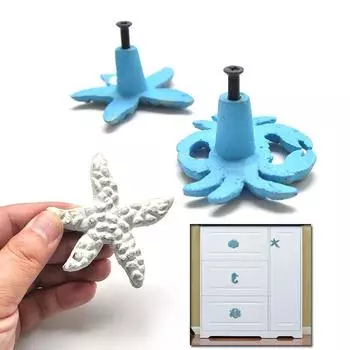 1 шт., креативная дверная ручка, мебельные ручки, морская звезда, форма раковины, ручки для ящика шкафа с винтами