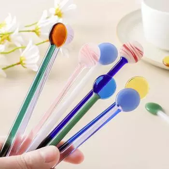1 шт. креативная двухцветная хрустальная десертная ложка для конфет, молока, сока, цветная стеклянная ложка для размешивания кофе S