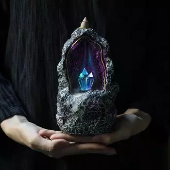 1 шт. Креативная фантазия, хрустальная пещера, светодиодные украшения, обратная курильница, водопад, благовония, конусы, курильница, чай, домашнее животное, украшение для дома