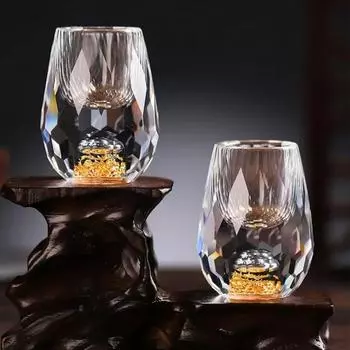 1 шт. креативная хрустальная рюмка 15 мл мини-стаканчики для крепкого виски ликерные чашки с двойным дном золотая фольга стеклянная чашка для чая элитные подарки для мужчин 15ml золотой