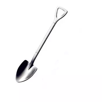 1 шт. Креативная ложка для десерта в форме лопаты из нержавеющей стали, ложка для перемешивания кофе, вилка-лопата, вилка для фруктов spoon-Silver