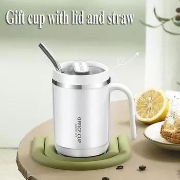 1 шт. креативная полипропиленовая чашка для питья, портативная офисная большая емкость, закрытая чашка для молока и кофе, подарок для кухни, путешествия 401-500ml белый