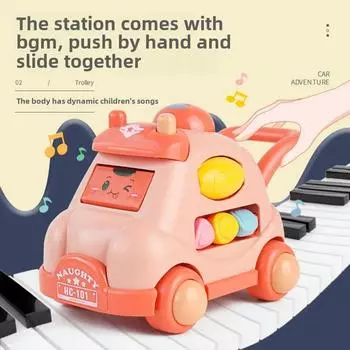 1 шт., креативная светящаяся музыкальная детская игрушечная машинка, мультяшная многогранная тележка, детские игрушки для ползания и ходьбы