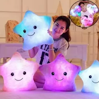1 шт. креативная светящаяся плюшевая игрушка для мальчиков и девочек, светящаяся подушка со звездами, красочная светящаяся подушка «Звезды» «Я люблю тебя», светодиодные игрушки Star белый