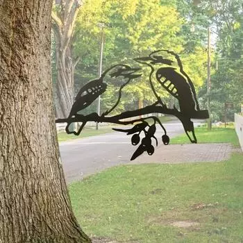 1 шт. креативная вставка для дерева, силуэт птицы, металлический декоративный пень, ветка, железная вставка, украшение для домашнего сада, патио белый