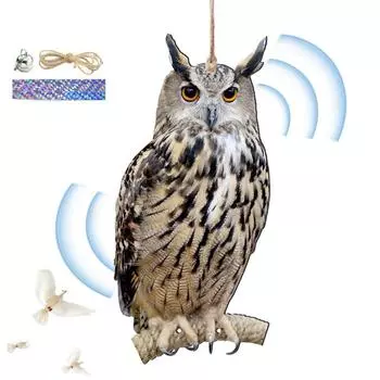 1 шт. креативное пугало для отпугивания птиц, сова, простая сова, ветряная музыка, прочное поддельное устройство для отпугивания птиц с колокольчиками