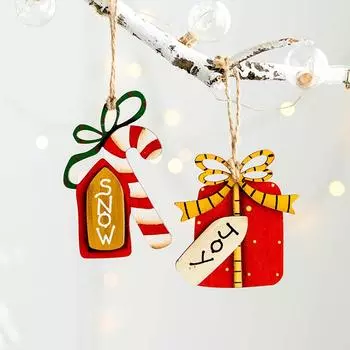 1 шт. Креативные деревянные подвесные украшения для рождественской елки, небольшой подарочный пакет, рождественские подвесные украшения