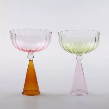 1 шт. Креативные двухцветные бокалы для коктейлей в зелено-сине-янтарном стиле с рябью для мартини, мохито, шампанского, маргариты other чёрный