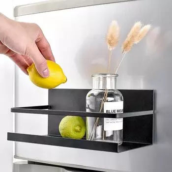 1 шт. Креативные магнитные полки для холодильника, съемные боковые органайзеры для холодильника, бесплатные боковые настенные полки чёрный