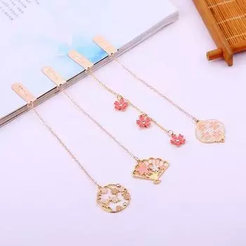 1 шт., креативные милые романтические школьные канцелярские товары «Сакура», металлические закладки, кавайные забавные канцелярские принадлежности