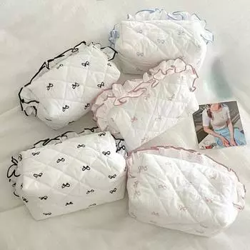 1 шт. креативный дизайн бант пенал для девочки милый корейский бант с рюшами сумка для ручек большой емкости мягкая канцелярская сумка для хранения синий