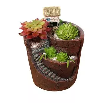 1 шт. креативный дом Microlandschaft суккулентное растение смолы цветочный горшок садовый декор мини