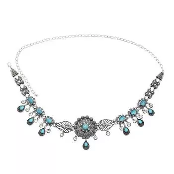 1 шт. креативный металлический цветок с подвеской в виде капли воды, поясная цепочка, инкрустированная стразами, элегантный этический стиль для женщин, вечерние