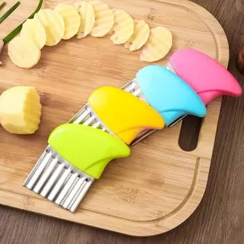 1 шт. креативный мини-нож из нержавеющей стали для резки картофеля, домашний картофель фри, волнистая резка, нож с волчьим зубом, нож для моделирования картофельных чипсов жёлтый