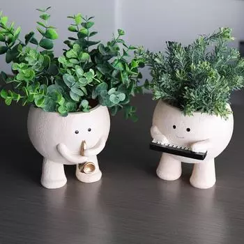 1 шт. креативный музыкальный дизайн-кашпо из смолы, круглый декоративный цветочный горшок для домашнего декора, варианты для пианиста и саксофониста