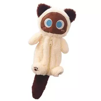 1 шт., креативный пенал в виде плюшевой куклы-кошки, привлекательный держатель для ручек, милый пенал, сумка, школьные принадлежности, канцелярские принадлежности белый