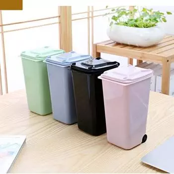 1 шт. креативный пластиковый мини-настольный флип-мусорный бак для настольного мини-мусорного ящика чёрный