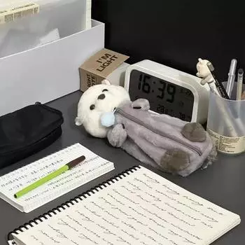 1 шт. креативный плюшевый чехол для куклы «Морская выдра» Ins, привлекательный держатель для ручек, милый пенал, сумка, школьные принадлежности, канцелярские принадлежности серый