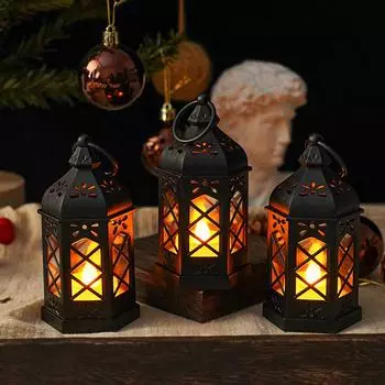 1 шт. креативный подарок ретро настольная лампа атмосфера украшение шестиугольная ветряная лампа свеча светодиодная ветряная лампа портативная маленькая лошадка лампа 5.5*12CM