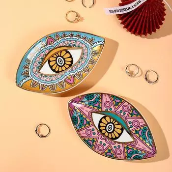 1 шт. креативный поднос для хранения ювелирных изделий с принтом глаза дьявола, овальный поднос, керамический, для домашнего хозяйства, украшения для крыльца