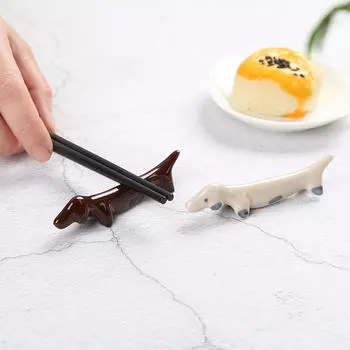 1 шт. креативный ретро керамический держатель для палочек для еды в форме собаки таксы подставка для палочек для еды подставка для посуды милое украшение для домашнего стола чёрный