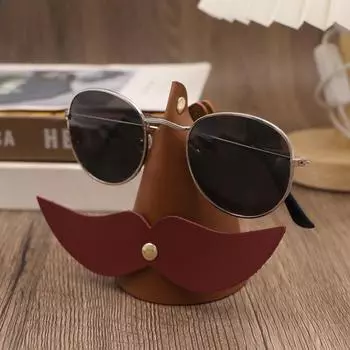 1 шт. Креативный съемный держатель для очков с бородой, забавные маленькие украшения для офиса, стойка для ювелирных изделий из искусственной кожи темно-коричневого