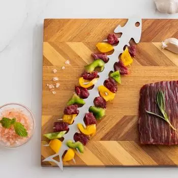 1 шт. Креативный шампур для барбекю из нержавеющей стали, шампур для рыбьих костей, инструмент для барбекю, инструмент для нанизывания мяса на нить серебряный