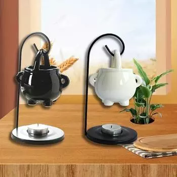 1 шт., креативный железный крючок для рамы, керамическая печь для ароматерапии, печь для эфирного масла с каплями воды, железный каркас для свечей, подходит для домашней ароматерапии, сандаловое дерево чёрный