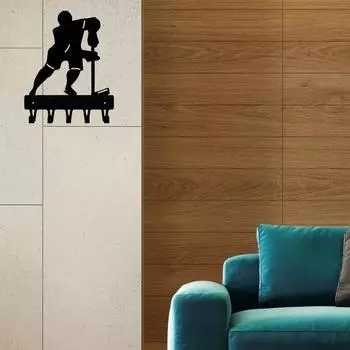 1 шт., крючки для ключей в стиле хоккейной обороны, настенный держатель для ключей, настенное художественное украшение для дома, вешалка для одежды, крючки для любителей спорта чёрный