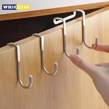 1 шт. Крючки, дверной крючок, S-образный крючок для полотенец, крючки для шкафов из нержавеющей стали, кухонные, для ванной комнаты, для хранения вещей, для дома, для сада Short