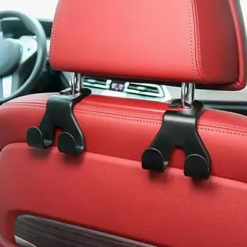 1 шт., крючок для хранения на заднее сиденье автомобиля, двойной, для подголовника, вешалка для сумочки, держатель для телефона, органайзер, крючок, зажим, декор, автомобильный гаджет коричневый