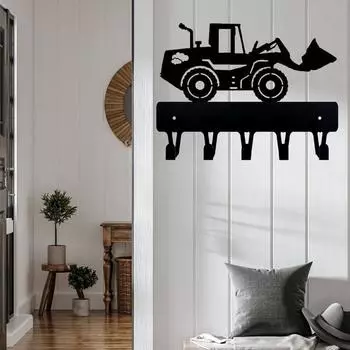 1 шт. Крючок для ключей в виде бульдозера для украшения дома в гостиной и спальне - металлическое настенное искусство добавляет функциональности и стильности чёрный