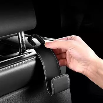 1 шт. крючок для подголовника автомобильного сиденья, крючок из искусственной кожи, на который можно повесить ящик для хранения, бумажник, куртку, зонтик, сумку для продуктов, внутренние аксессуары чёрный