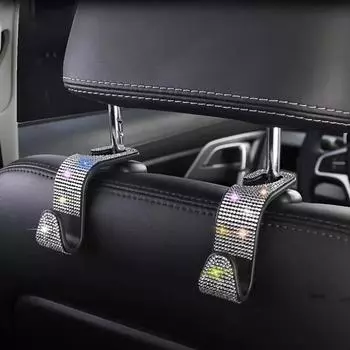 1 шт., крючок для спинки сиденья автомобиля со стразами, креативный крючок для хранения вещей, автомобильный кронштейн для сумочки со стразами, крючок для хранения вещей General Motors 16X10X5CM чёрный
